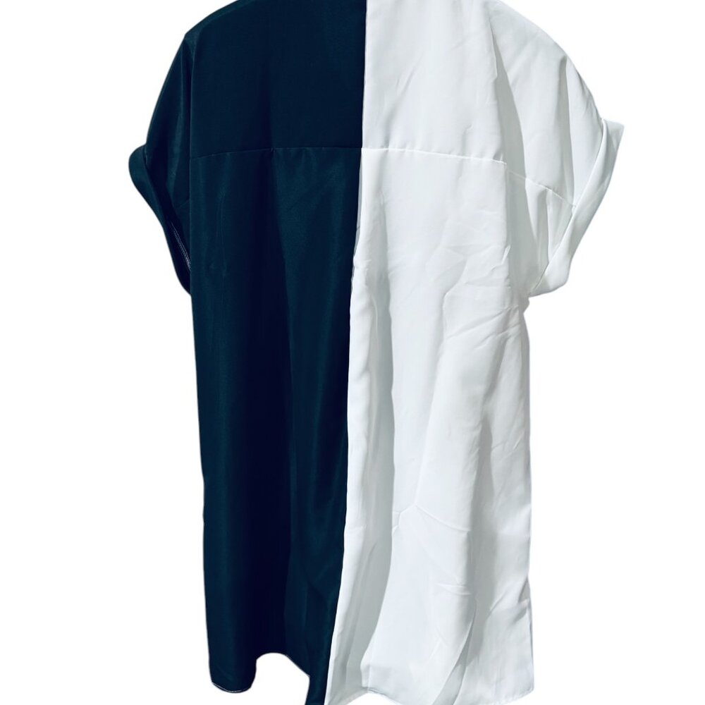 Shein Womens Tunic, Short Sleeve Black and White Color Block (XL) - Picture 2 of 3